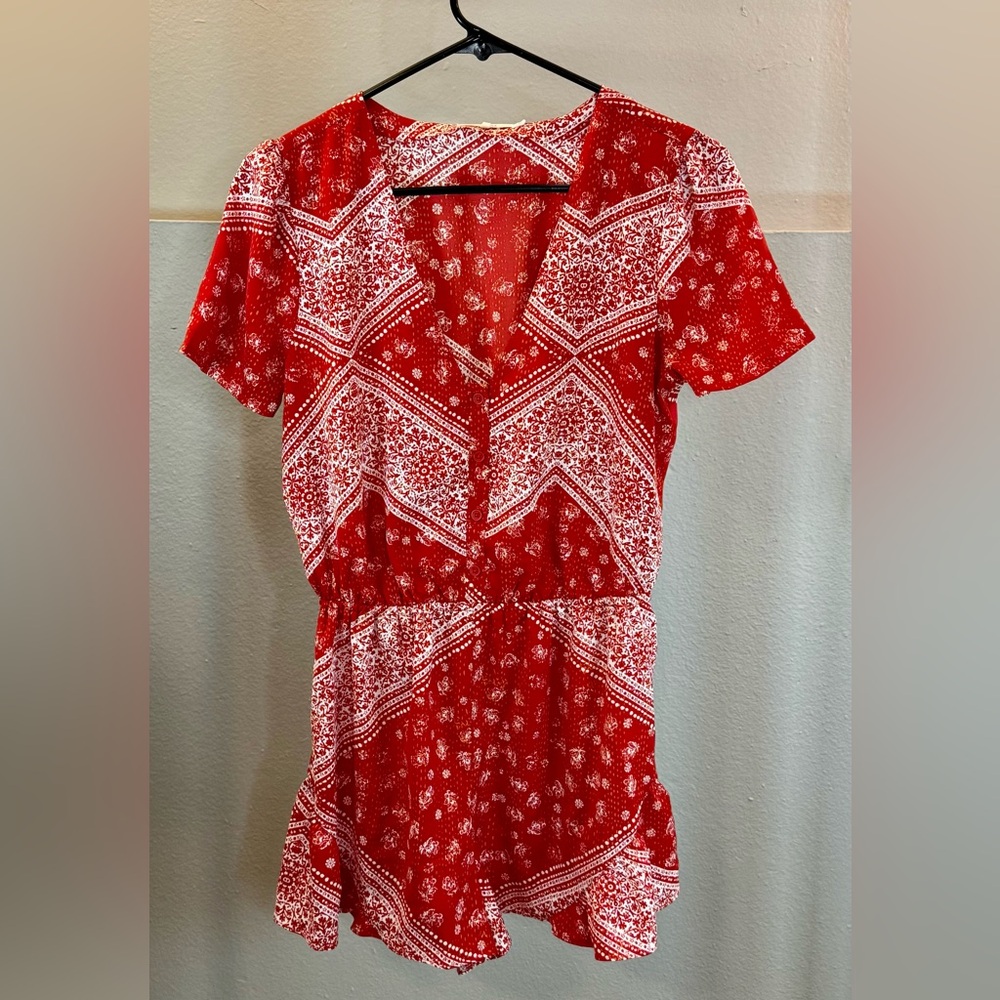 Tularosa Red and White Boho Romper